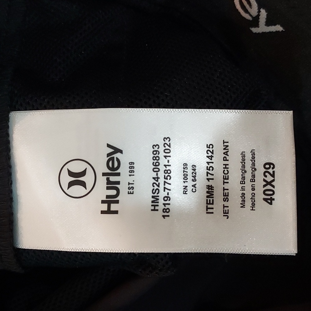Hurley Men's Flat Front Jet Set Tech Pants 40x29 - Picture 9 of 10